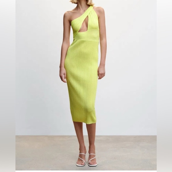 Mango Asymmetrical dress with slit size L neon - Picture 1 of 7